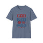 God Bless America T-Shirt — Patriotic Christian Tee with Cross & Flag Graphics - Bold Printed Tees