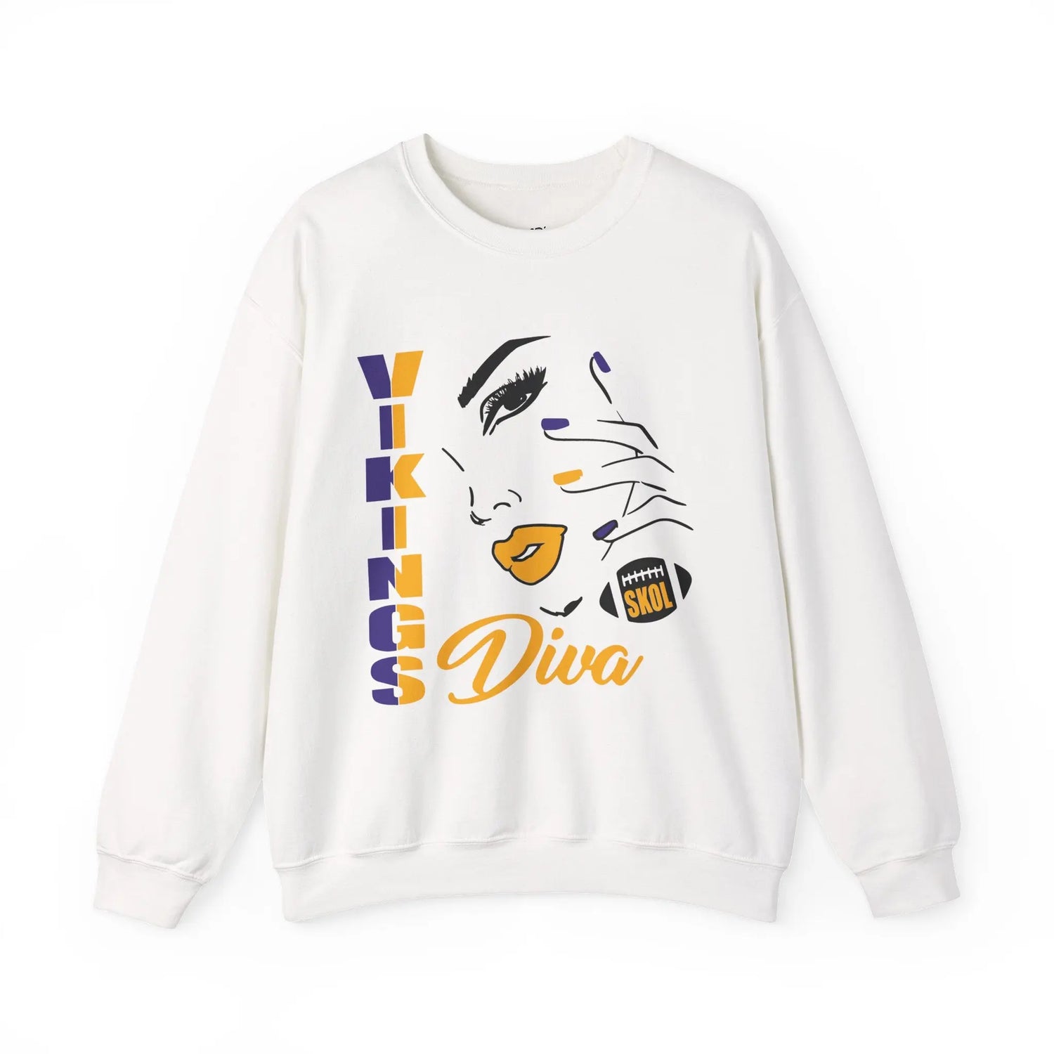 Vikings Diva Crewneck Sweatshirt – Football Game Day Attire - Bold Printed Tees