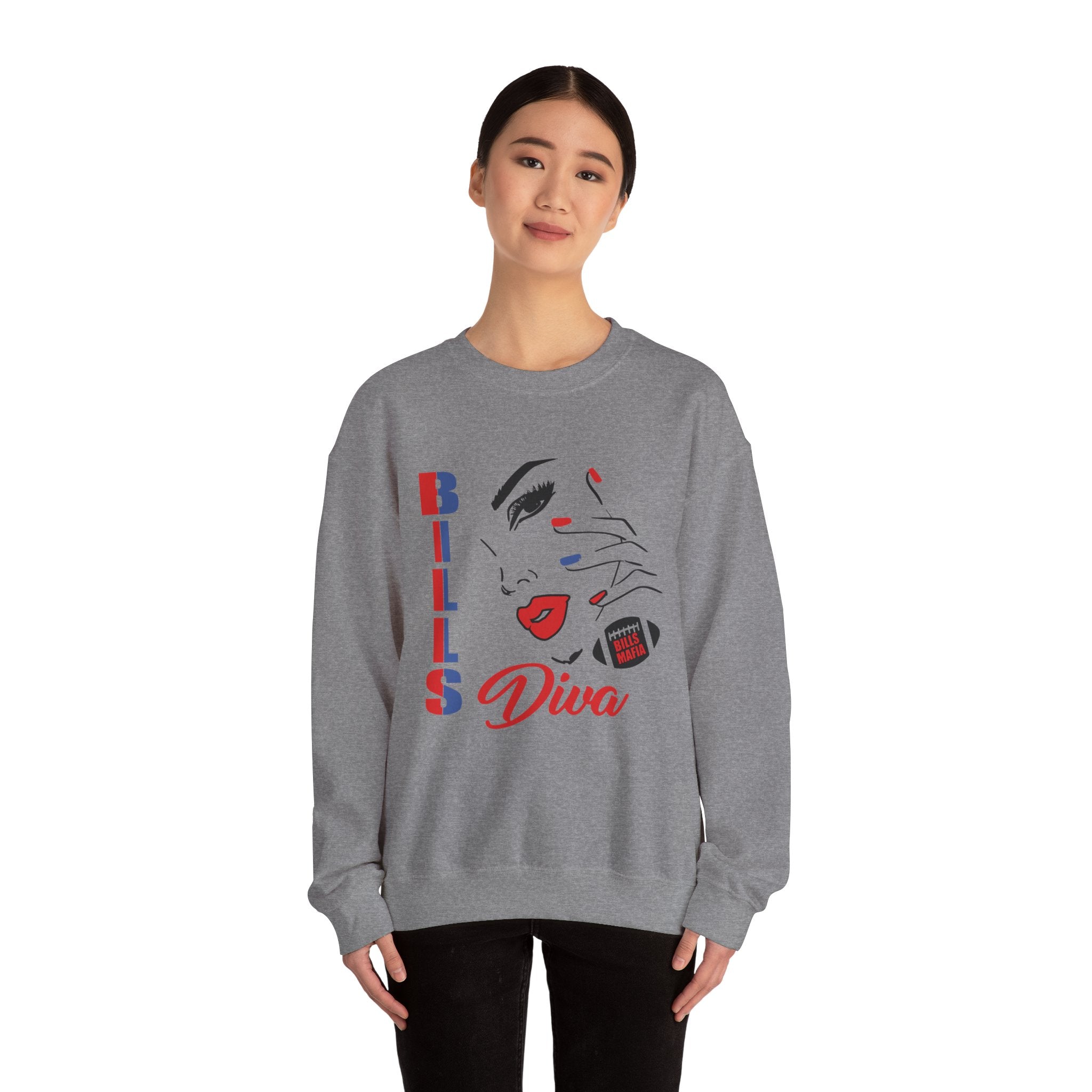 “Buffalo Bills Diva “Football Unisex Heavy Blend™ Crewneck Graphic Sweatshirt