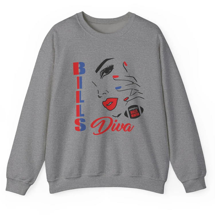 Bills Diva Crewneck Buffalo Sweatshirt Football Fan Crewneck - Bold Printed Tees